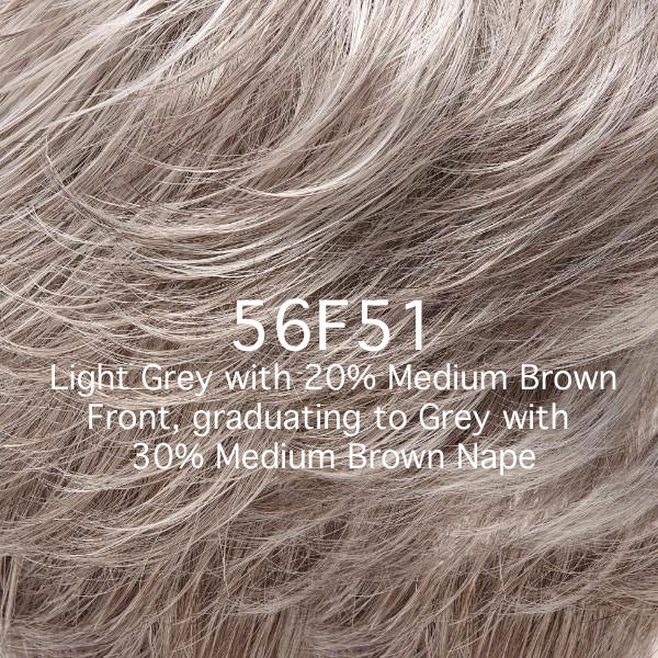 56F51 Light Grey with 20% Medium Brown Front Graduating to Grey with 30% Medium Brown Nape